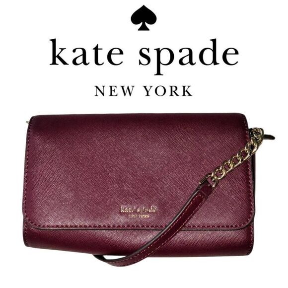 Kate Spade New York Cherry Juice Leather Ava Flap Chain Wallet Crossbody Bag - Picture 1 of 12